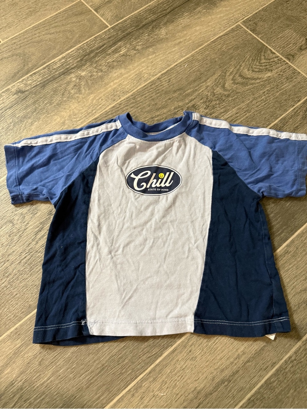 Old Navy Blue and Light Gray Colorblock 'Chill' Tee